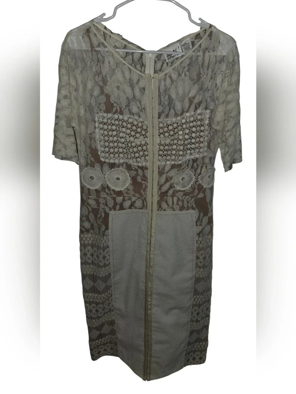Byron Lars Cream Lace Zip-Front Mini Dress